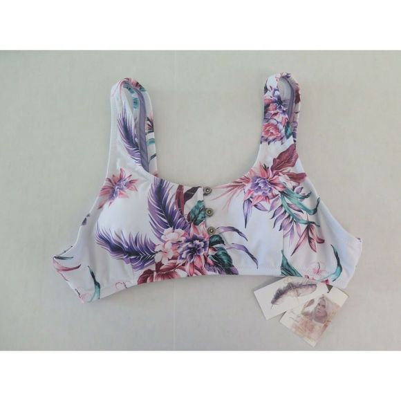 Jessica Simpson Size Medium White Multi Floral Button 2-Piece Swimsuit $109 - Picture 6 of 10